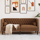 2-personers Chesterfield-sofa m. puder imiteret ruskind brun