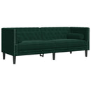3-personers Chesterfield-sofa med bolsterpuder fløjl mørkegrøn