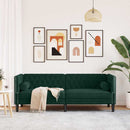 3-personers Chesterfield-sofa med bolsterpuder fløjl mørkegrøn
