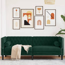 3-personers Chesterfield-sofa med bolsterpuder fløjl mørkegrøn