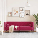 3-personers Chesterfield-sofa med bolsterpuder fløjl vinrød