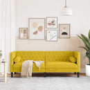 3-personers Chesterfield-sofa med bolsterpuder fløjl gul