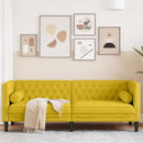 3-personers Chesterfield-sofa med bolsterpuder fløjl gul