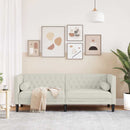 3-personers Chesterfield-sofa m. bolsterpuder fløjl cremefarvet