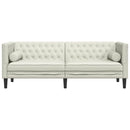 3-personers Chesterfield-sofa m. bolsterpuder fløjl cremefarvet