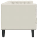 3-personers Chesterfield-sofa m. bolsterpuder fløjl cremefarvet