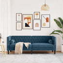 3-personers Chesterfield-sofa med bolsterpuder fløjl blå