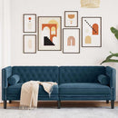 3-personers Chesterfield-sofa med bolsterpuder fløjl blå
