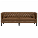 3-personers Chesterfield-sofa med puder imiteret ruskind brun