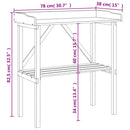 plantebord med hylde 78x38x82,5 cm massivt grantræ