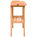 plantebord med hylde 78x38x82,5 cm massivt grantræ brun