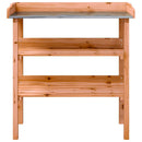 plantebord med hylder 78x38x82,5 cm massivt grantræ brun