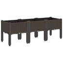plantekasse med ben 120x40x42 cm PP brun