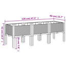 plantekasse med ben 120x40x42 cm PP brun