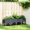 plantekasse med ben 160x40x42 cm PP blågrå