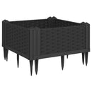 plantekasse med spyd 42,5x42,5x28,5 cm PP sort