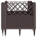 plantekasse med spyd 43,5x43,5x43,5 cm PP brun