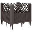 plantekasse med spyd 43,5x43,5x43,5 cm PP brun