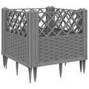 plantekasse med spyd 43,5x43,5x43,5 cm PP lysegrå