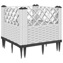 plantekasse med spyd 43,5x43,5x43,5 cm PP hvid