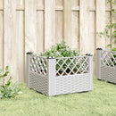 plantekasse med spyd 43,5x43,5x43,5 cm PP hvid