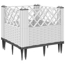 plantekasse med spyd 43,5x43,5x43,5 cm PP hvid