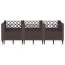 plantekasse med spyd 123,5x43,5x43,5 PP brun