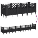 plantekasse med spyd 123,5x43,5x43,5 cm PP sort