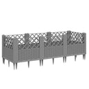 plantekasse med spyd 123,5x43,5x43,5 cm PP lysegrå
