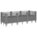 plantekasse med spyd 123,5x43,5x43,5 cm PP lysegrå