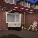 markise med LED-lys 300x250 cm automatisk betjening bordeaux