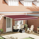 markise med LED-lys 400x300 cm automatisk betjening bordeaux