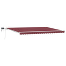 markise med LED-lys 500x300 cm manuel betjening bordeauxfarvet