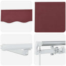 markise med LED-lys 500x300 cm manuel betjening bordeauxfarvet