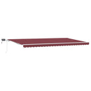 markise med LED-lys 600x300 cm manuel betjening bordeauxfarvet
