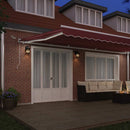 markise med LED-lys 600x300 cm automatisk betjening bordeaux