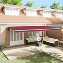 markise med LED-lys 600x300 cm automatisk betjening bordeaux