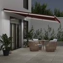 markise med LED-lys 600x350 cm manuel betjening bordeauxfarvet