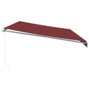 markise med LED-lys 600x350 cm manuel betjening bordeauxfarvet