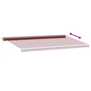 markise med LED-lys 600x350 cm manuel betjening bordeauxfarvet