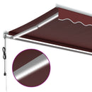 markise med LED-lys 600x350 cm automatisk betjening bordeaux