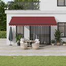 markise med LED-lys 500x350 cm automatisk betjening bordeaux