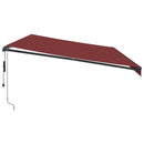 markise med LED-lys 600x350 cm automatisk betjening bordeaux