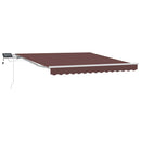 markise med LED-lys 300x250 cm manuel betjening brun