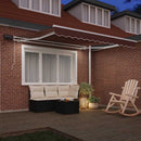 markise med LED-lys 300x250 cm manuel betjening brun