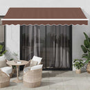 markise med LED-lys 350x250 cm manuel betjening brun
