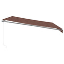 markise med LED-lys 450x350 cm manuel betjening brun