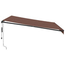 markise med LED-lys 400x350 automatisk betjening brun