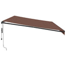 markise med LED-lys 600x350 cm automatisk betjening brun