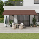 markise med LED-lys 600x350 cm automatisk betjening brun